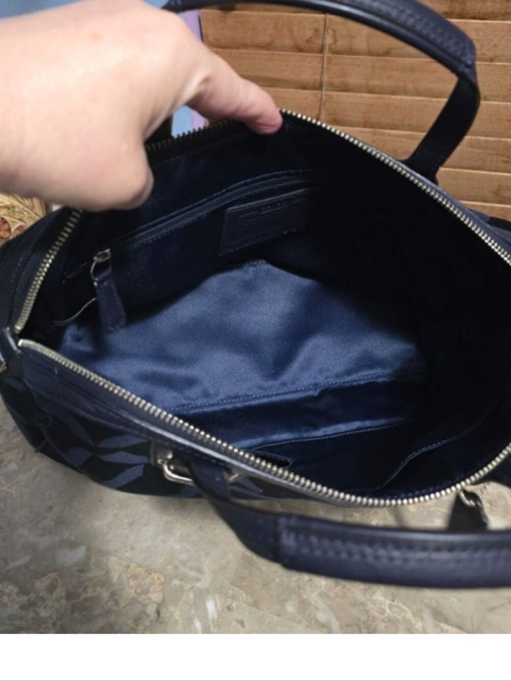 Coach Navy Taylor Op Blue Sateen Satchel - Picture 6 of 9